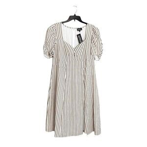 Danielle Bernstein Midi‎ Slip Dress 22W 3X Plus Size Women's Striped Front-Slit
